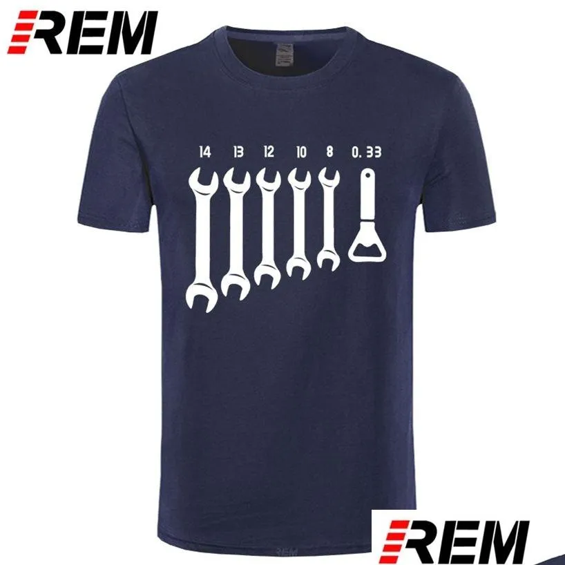 Herr t-shirts rem skruvnyckelöppnare mekaniker män bil fixingenjör bomull tee kort hylsa roliga t skjortor topp herr kläder 220312 dr dh5ls