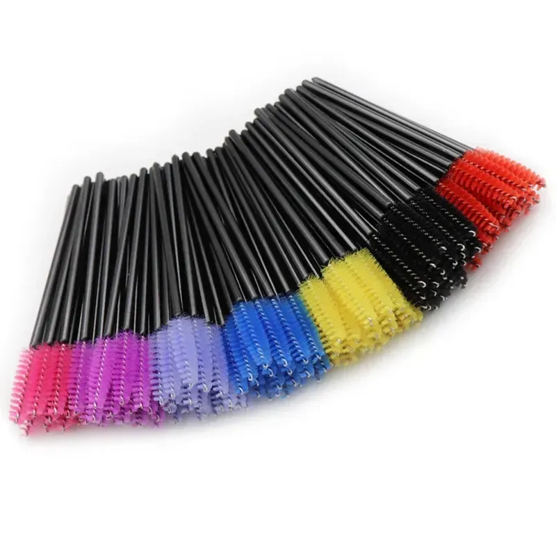 50st/Lot Cosmetic Eyelash Brush Crystal Mascara Wands Applicator Diamond Eyelashes Borstes Disponertay Make Up Extension Tools