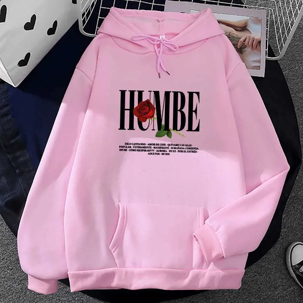 Pink Rose Print Hoodie With HUMBE Graphic – From Love_dream1