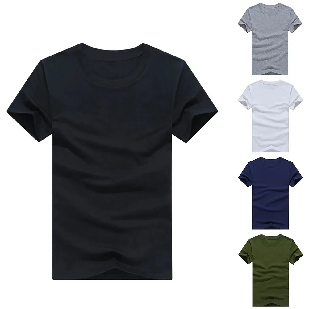 Casual Style Plain Solid Color Mens T-shirts Cotton Regular Fit T-shirts Summer Tops Tee Shirts Basic Man Clothing 5xl 240402