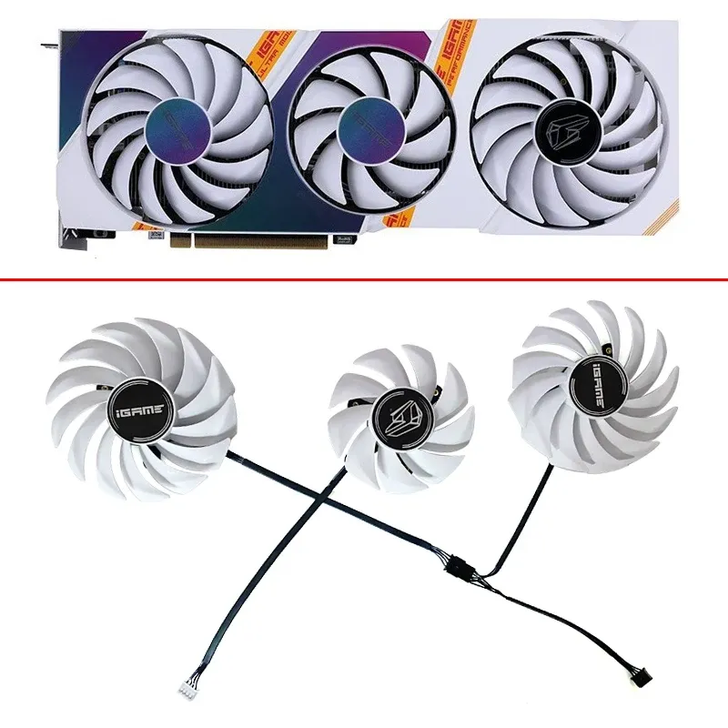 Pads Nuovi 3pcs 88mm 75mm 4pin DC 12V Freve di raffreddamento IGAME RTX 3060 Ventile GPU per colorato IGAME GEFORCE RTX 3080 3070 3060 TI White Fan