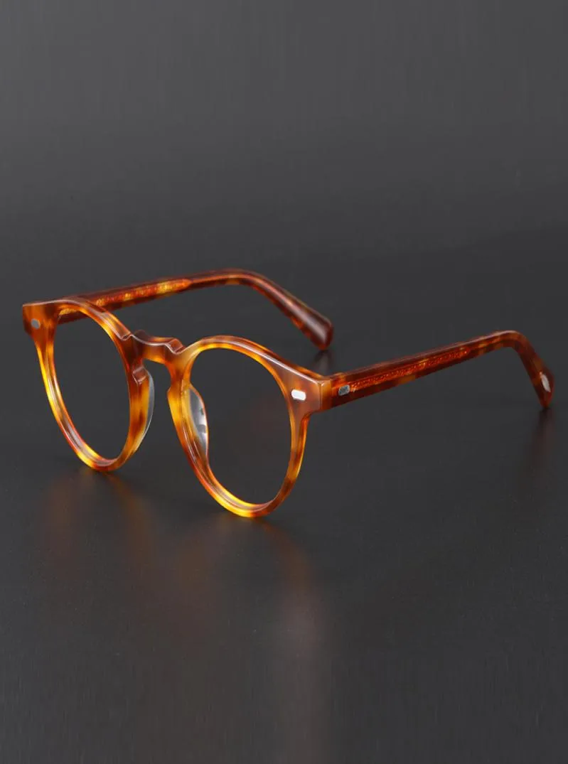 Runde Vintage Acetat Brillen Gregory Peck OV5186 Frauen verschreibungspflichtige Myopie Optische klare Rahmen Brillen Antiblau -Lichtlinsen T6734813