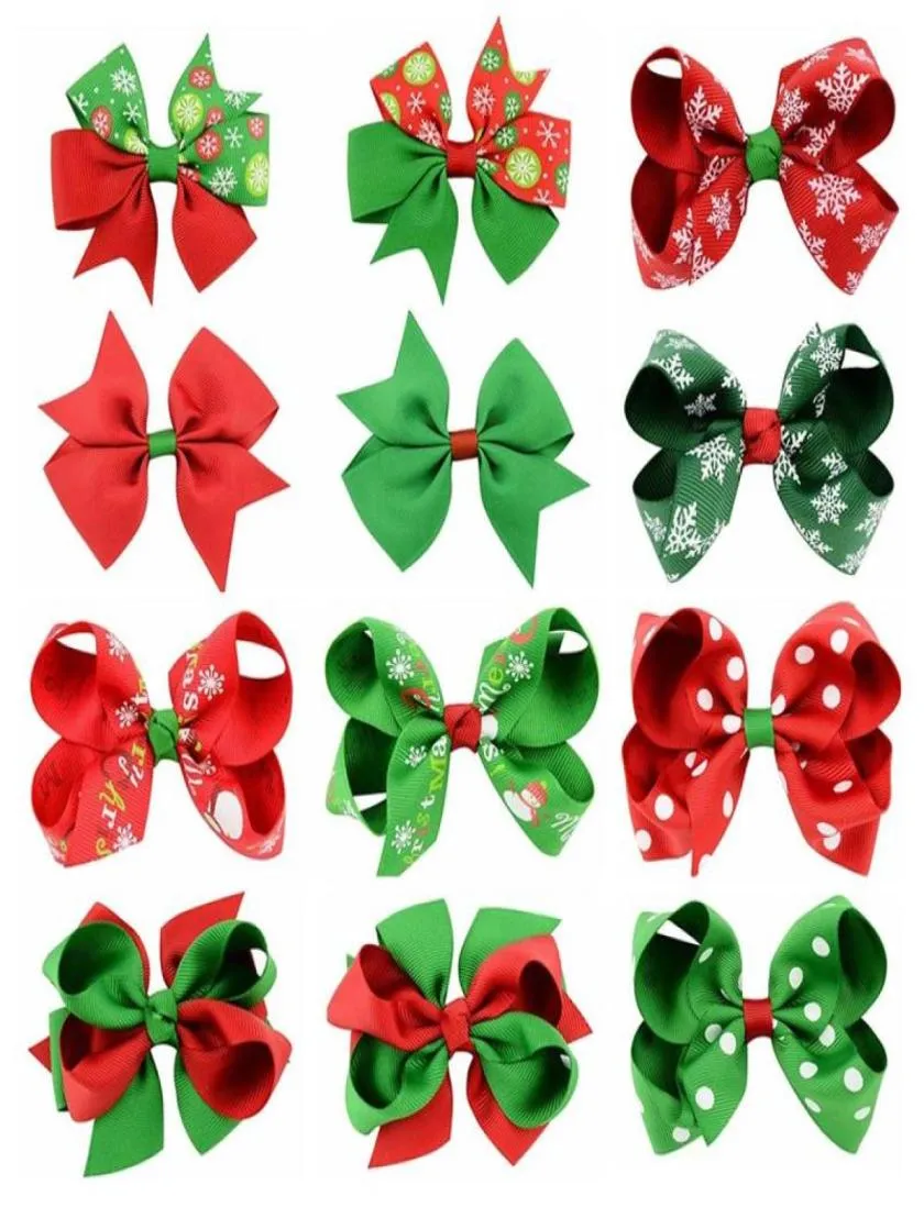 Baby Girls Bow Hairpins Barrettes Christmas Grosgrain Ribbon Bows with Clip Snowflake Kids Girl Pinwheel Hair Clips Hair Pins5324673