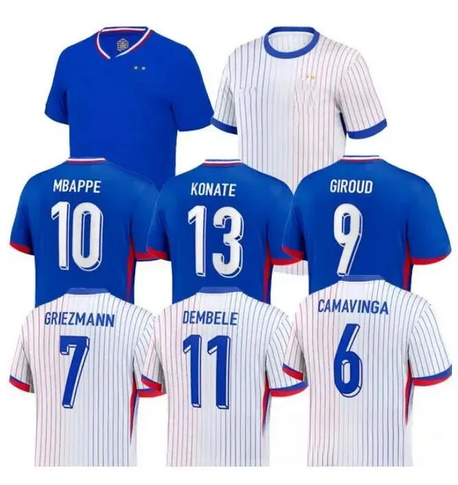 Club francese set completo 24 25 maglie da calcio Benzema Giroud Mbappe Griezmann Saliba Pavard Kante Maillot de Foot Equipe Maillots Kit Kit Women Men Shirt Football Shirt