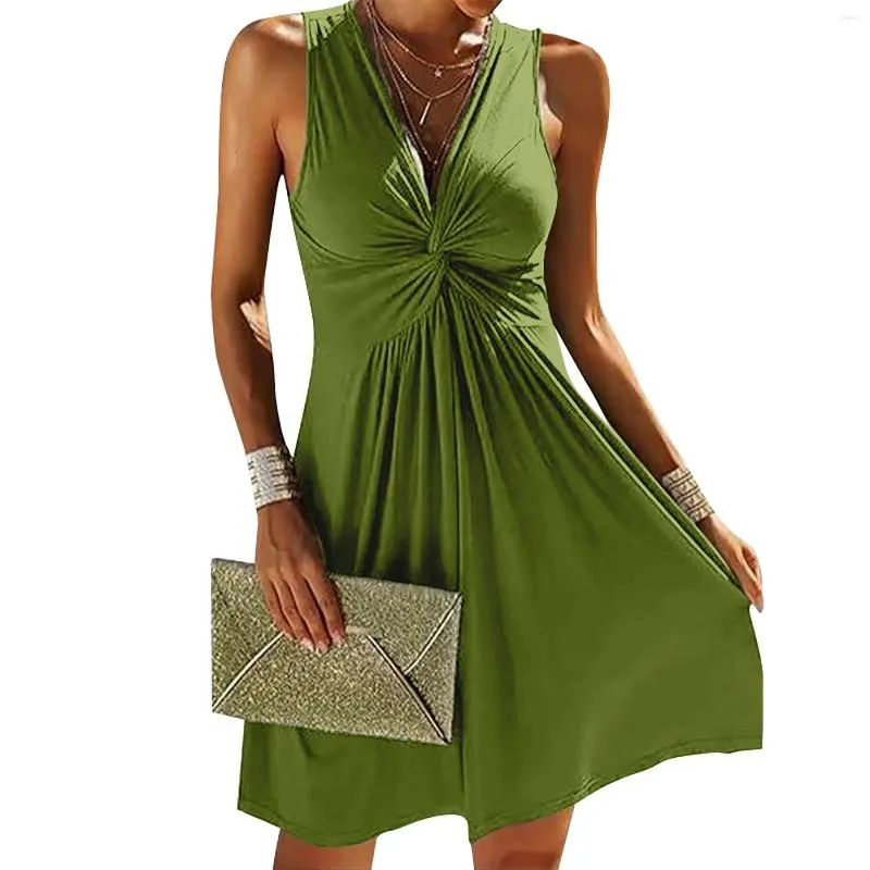 Summer Solid A-Line Tank Dress for Women