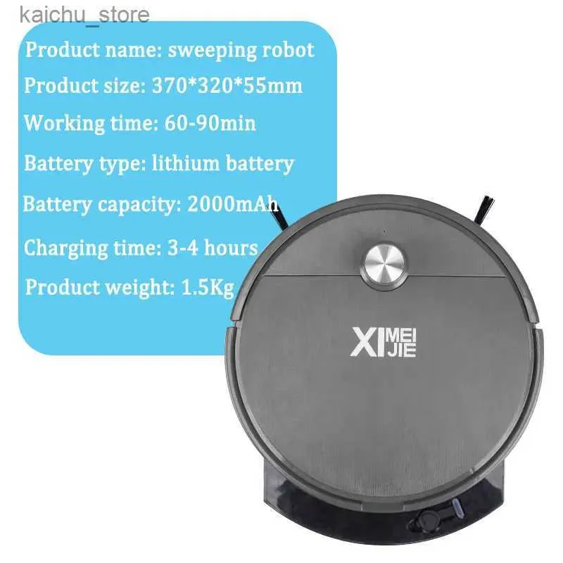 Robot aspirador de limpeza robô aspirador de pó de vácuo 2800pa Smart Wireless Remote Control Remote Limpeza Auto USB Máquina de carga varrendo seca e molhada para casa Y240418