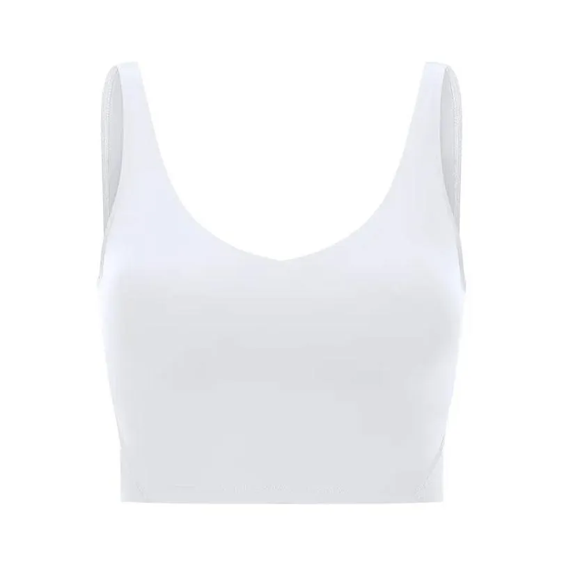 زي اليوغا Lu-iuiu bra align tank Womens Sport Classic Fitness Butness Gym Crop Vest Beauty Backbroof مع DHMEP الصدر القابل للإزالة