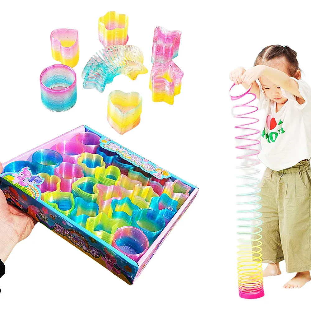 24pcs Springs Rainbow Circle Puzzle Kinder Lustiges Bildungsspielzeug für Kindergeburtstagsfeier bevorzugt Souvenir Geschenke Goodie Bag 240407