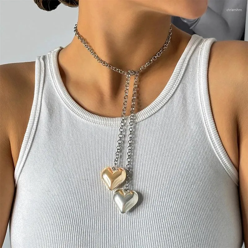 Catene vintage a due cesti a sospensione carena regolabile collana regolabile da donna a catena personalizzata per ragazze long metal gigante maglione