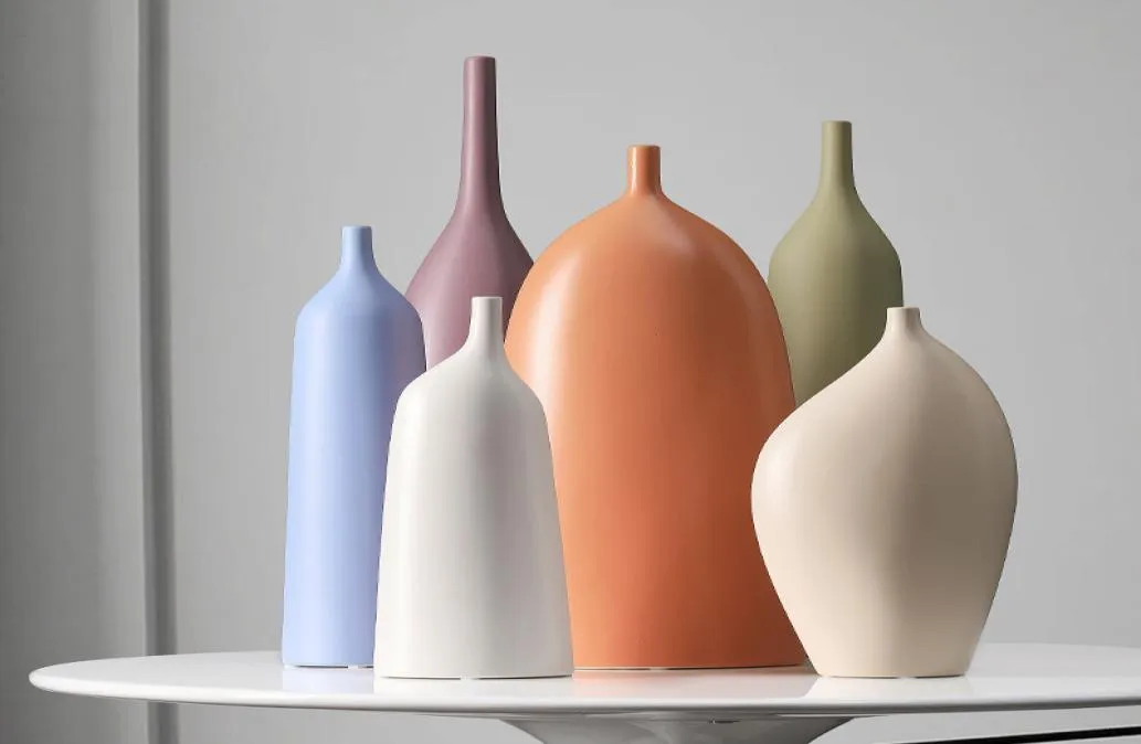 Nordische moderne minimalistische Morandi Keramik Vase Dekoration El künstlerisches Wohnzimmermodell Raum Eingang Softes Outfit Dekorationen4182271