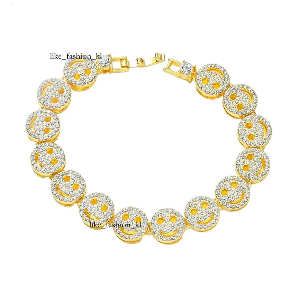 Designer Hoogwaardige heuphopgezichtsgezicht Smile Designer Charm Bracabelets 18K Goudzilver Volledige diamant Crystal Night Club Luxe armband Bracelet sieraden 821