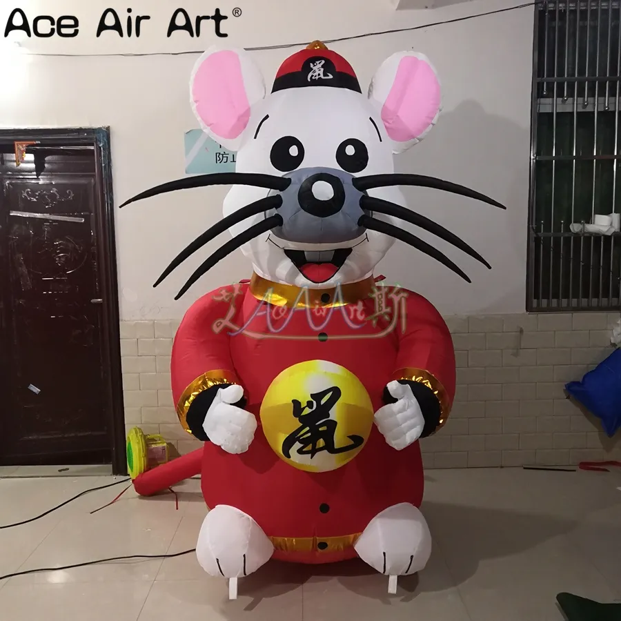 wholesale 3m/10ft Inflatable New Year Mouse Model Realistic Festive Replica for Outdoor Event Party Decoration Made in China