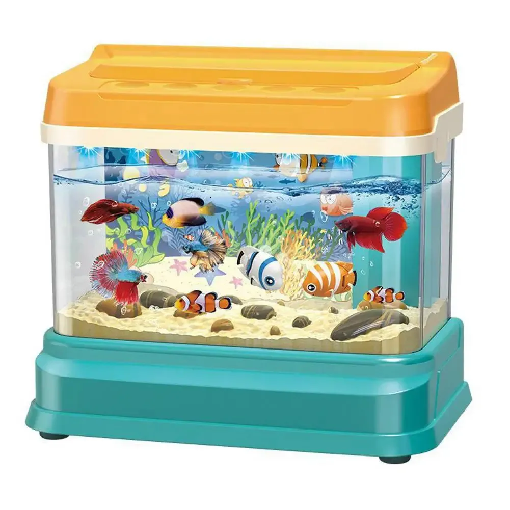 Kunstmatige mini -aquarium elektrische vissentank simulatie onderwater wereld magnetisch visserij interactief speelgoed voor kinderen 240403