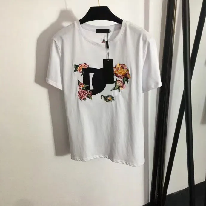 2024 Designers T-shirts Fashion T Shirts Women New Letter Shirt embroidered flower short sleeve T-shirt White Black ladies top blouse Tops crop top vest coat dress SML