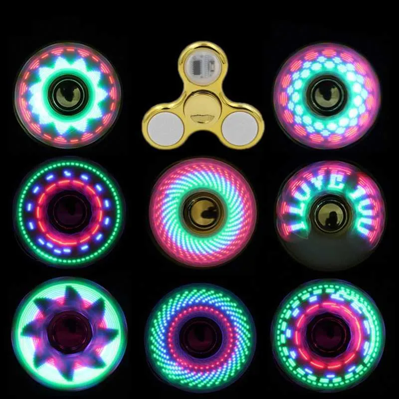 ROVA GAMES DE NEVIDADE ILUSTULATIVA LED LUZ ROTATOR CRIGATOR 18 MUDANÇAS MANAGEM MAIS ROTA NOTIDO NOITE EDC Rotador de dedos Pressão Reduzindo brinquedo Q240418