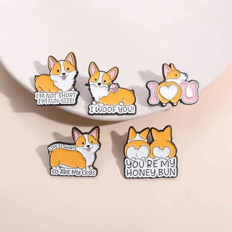 Mignon Corgi Corgi Collection Épingles en émail Cartoon Pet Dog Animal Broches Badge Badge Badge Gifts pour amis