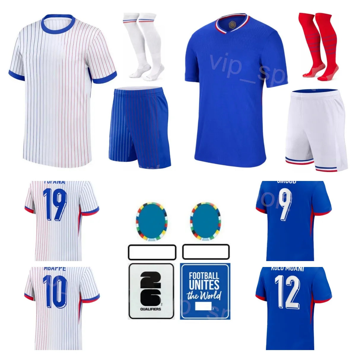 Francês 24 25 EURO CUPE 10 MBAPPE Soccer Jersey Seleção nacional 8 Tchouameni 5 Kounde 22 Hernandez 2 pavard rabiot giroud fofana kolo muani kits de camisa de futebol para homens jovens