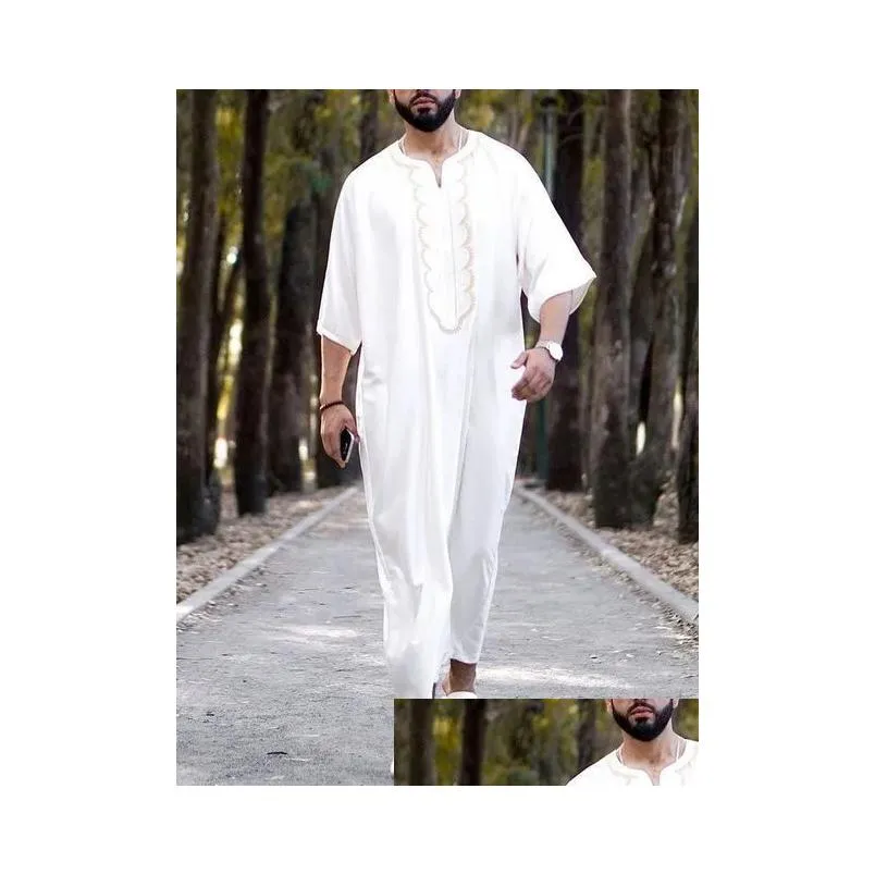 Abbigliamento etnico vintage sciolto musulmano abiti di caftani uomini manica lunga moda jubba thobe man thobe thobe thobe thobe thobe thobe thobe thobe throol modello