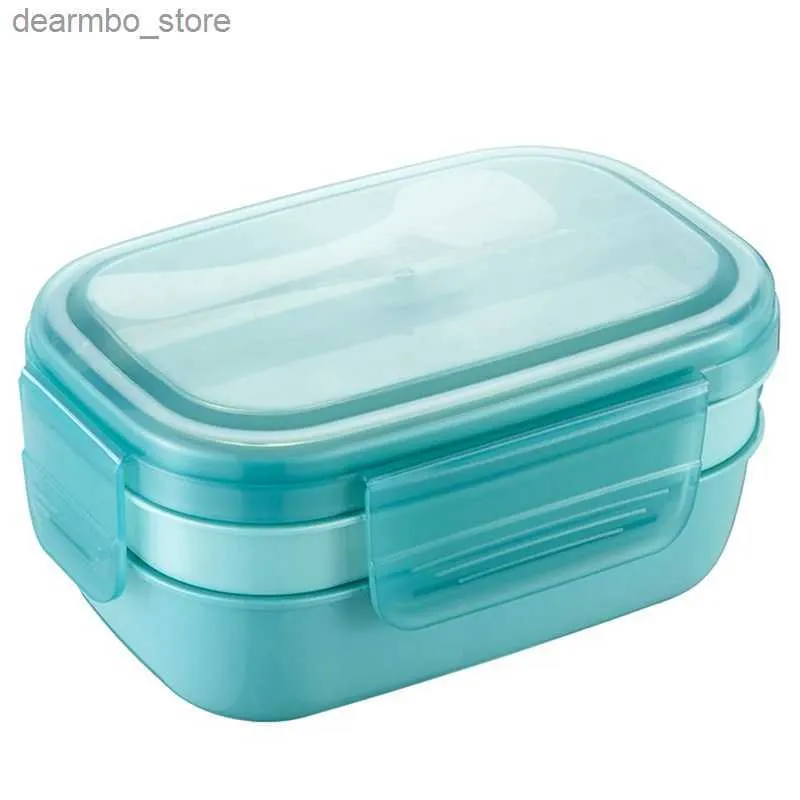 Cajas de bento bentón apilable bento 3 capas 3 capas lonchera de caja de bento a 1 a 1 bento con recipientes de salsa utensil dura L49