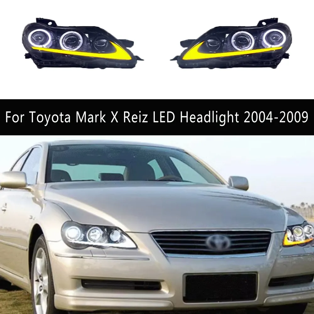 Car Styling Daytime Running Lights Streamer Turn Signal Indicator High Beam For Toyota Mark X Reiz LED Headlight Assembly 04-09 Front Lamp