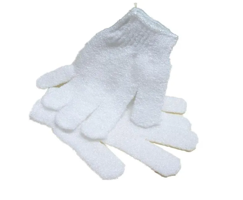 Gants de douche de nettoyage de corps en nylon blanc exfoliant gant cinq doigts salle de bain gants de salle de bain gants de maison gwe78184850354