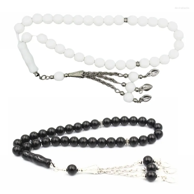 Strand Feito à mão 33 Bread Tasbih Bracelets de mão Meditação de pulseira de bracelete de renda de cristal Acessórios religiosos de jóias