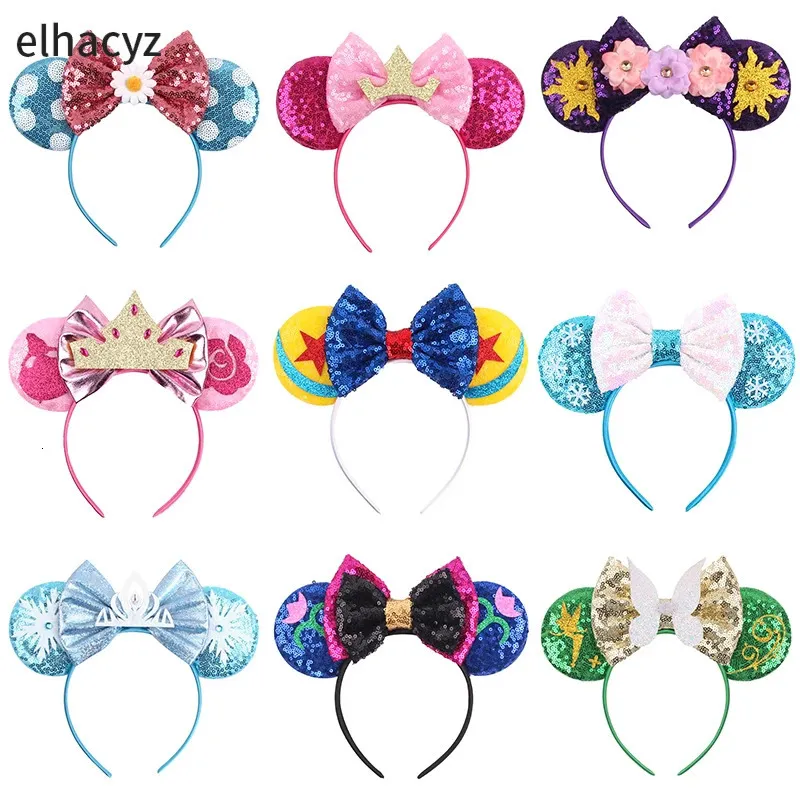 10pcslot all'ingrosso glitter snowflake topo orecchie del mouse ganda festival pellicola principessa capo indossare donne accessori per capelli festa 240417