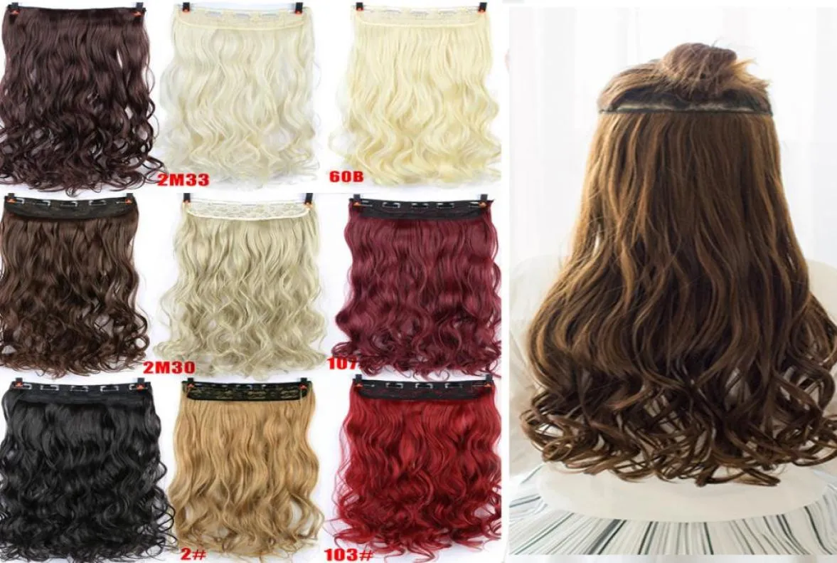 24quot Curly 34 Långt klipp i hår svartbrun blonde verklig naturlig vågig syntetisk hårstycke hår wig3440542