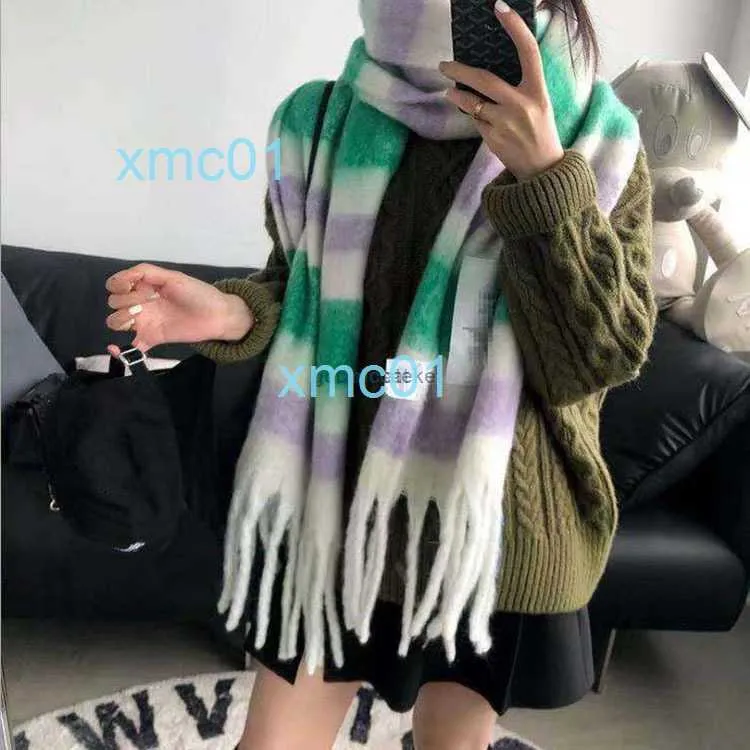 Scarves Rainbow Color Ac Scarf Female Knitted Stripe Matching Tassels Warm Autumn and Winter Couple Shawl Male Live Broadcasteuk1 UQA6