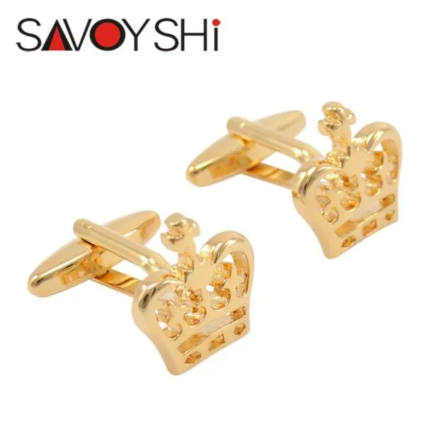 Savoyshi Luxe Crown Cufflinks voor heren shirt manchet bottons hoogwaardige goldcolor manchet links mode hele merk sieraden des8873857