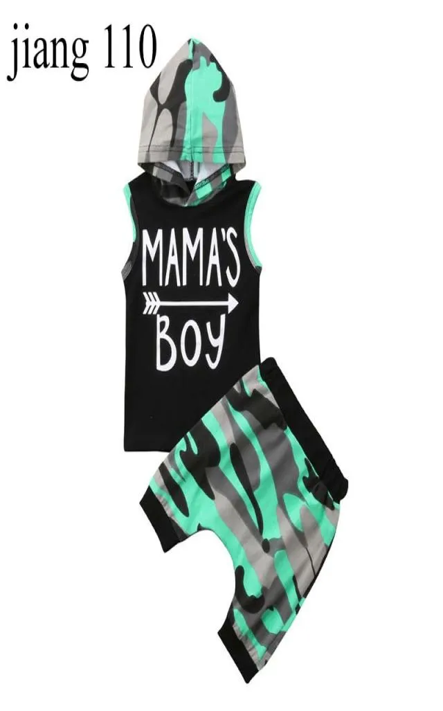 Set di abbigliamento per bambini Summer Baby Case Boy Stampa di lettere mimetiche per ragazzi Outfit per bambini Shorts con cappuccio di maglietta con cappuccio per bambini1473344