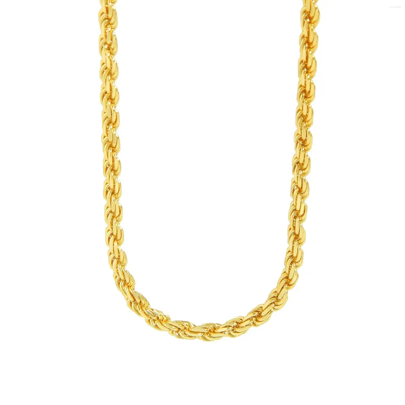 Chains 3.4mm 2.1mm Thick Sterling Silver 925 Minimalist Gold Rope Necklace For Women