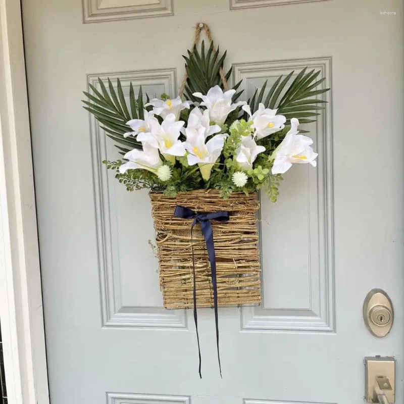 Decorative Flowers Indoor Outdoor Floral Wreath Natural Tree Branch Door Spring Flower Basket Artificial For Venue