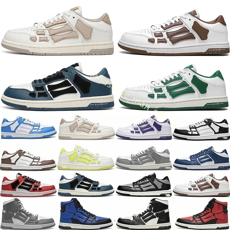 Mens Designer Sneakers Casual Shoes womens trainers Skel Top Low Genuine Leather Sneaker size 3645 black white grey green orange lilac lime ros e8