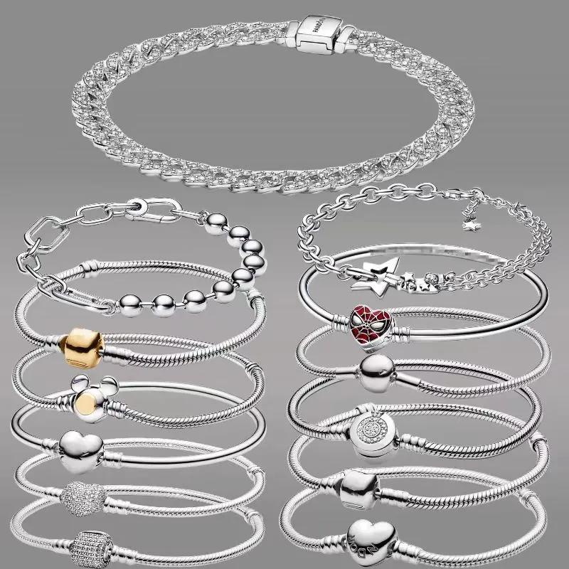 Maat 16-21 cm Designer Charms armbanden voor vrouwen 925 zilveren klassieke keten Diy Fit Pandoras Spiders Crown luxe hoogwaardige armband sieraden geschenk met doos groothandel