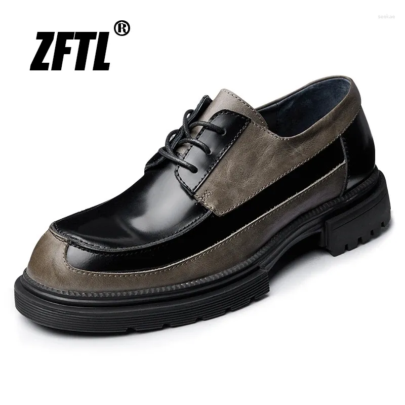 Freizeitschuhe Zftl Herren echtes Leder Britisch Vintage Business Schnürung 2024 Handgefertigte High-End-Marke Design