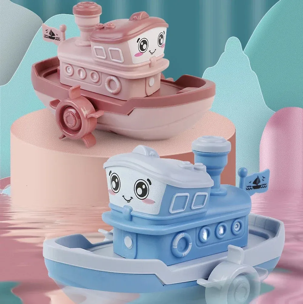 Baby bad speelgoed schattig cartoon schip boot klokwerk speelgoed wind speelgoed kinderen water speelgoed zwemmen strand spel voor kinderen geschenken jongens speelgoed 240418