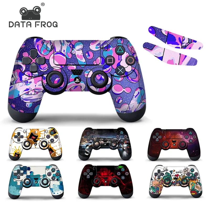 Joysticks Data Frog Protective Cover Sticker For PS4 Controller Skin For Playstation 4 Pro Slim Decal Accessories 15 Styles