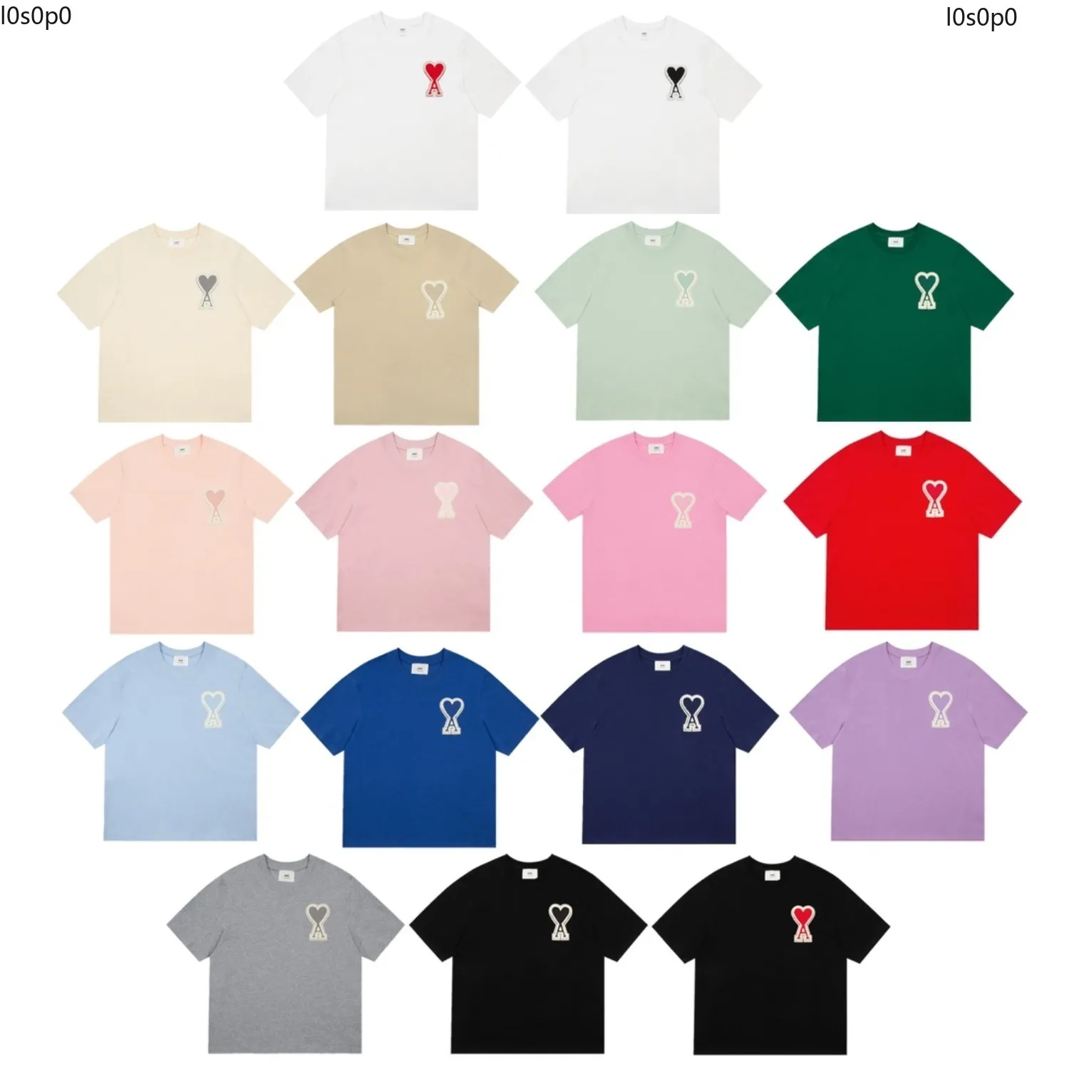 T-shirt de créateur 24ss pour hommes Amis Amis T-shirt de luxe Summer Coton pur haïkyuu coeur rouge classique un modèle brodé de T-shirt T-shirt T-shirt 3101