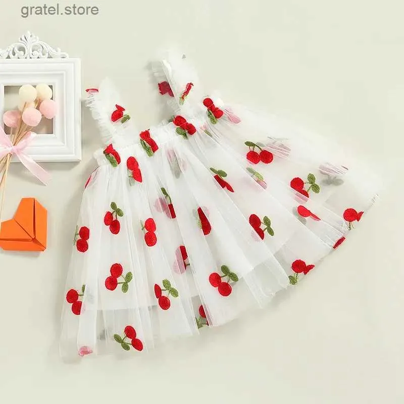Flickans klänningar Polka Dot Baby Girl Dress 2024 Ny Casual Cute Tulle Toddler Girls Dresses Birthday Suspender ärmlös Summer Dress for Girls