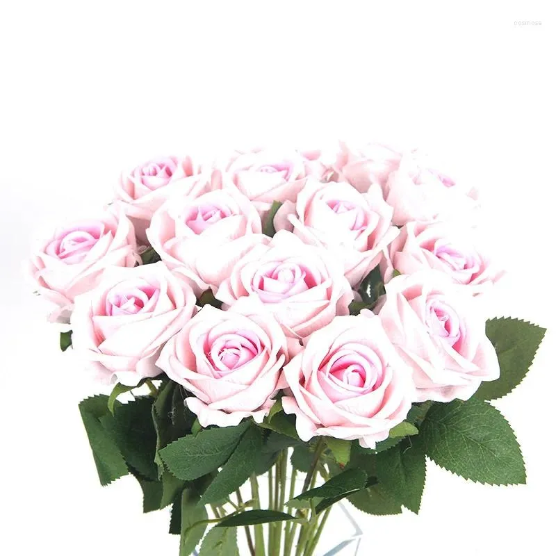 Dekorativa blommor 1 st 50cm konstgjorda långgren bukett vackra vita siden rosor falska bröllop hem bordsdekor ordna