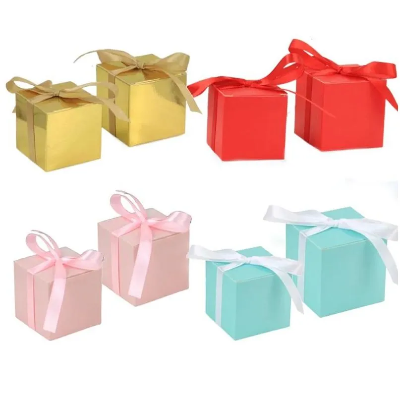 Envoltura de regalo 10 piezas de papel dorado caja de dulces para niños paquete de chocolate baby shower fiesta de cumpleaños de cumpleaños decoración de Navidad caída dhtiv