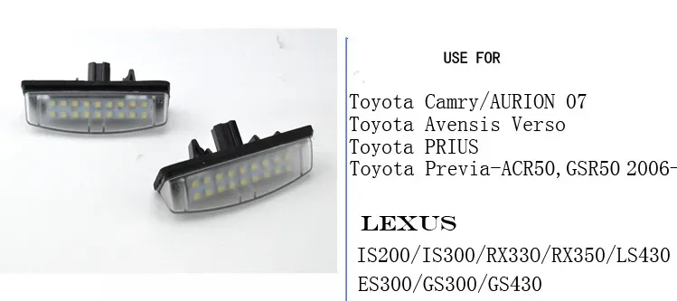 LED Number License Plate Lamps OBC Error Free 18LED For  Camry Echo Prius Lexus IS LS GS ES RX Mitsubishi Golt Plus