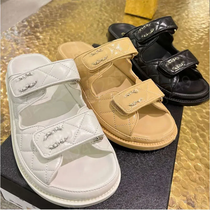 Designer de alta qualidade feminino sandálias de tira larga aberta de pé de verão de verão praia casual fêmea slide em sapatos planos tamanho 35-40