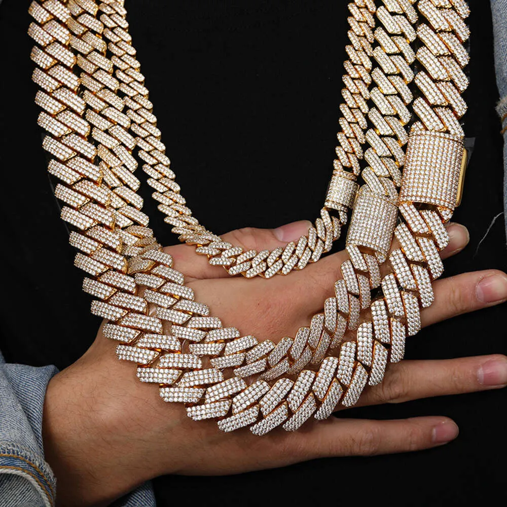 WG021A Hip Hop Jewelry Fashion 18K Gold plattiert Messing CZ Zirkon Diamant Luxus vereisert Miami Cuban Link Chain Halskette für Männer