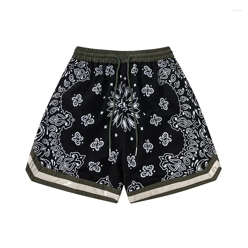 Herren Shorts Frühling/Sommer Mode und Freizeit High Street Marke Qualität Militär Volldruck Cashew Blume Retro locker