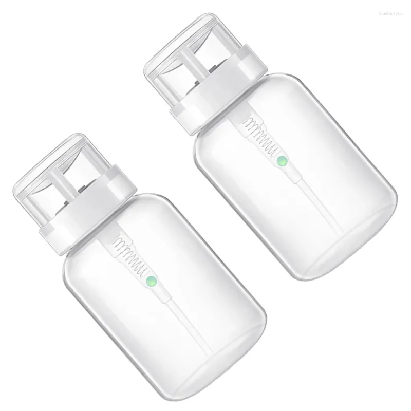 Nail Gel 2 Pcs Polish Remover Bottle Liquid Storage Pumping White Clear Fingernail Bottles With Lock