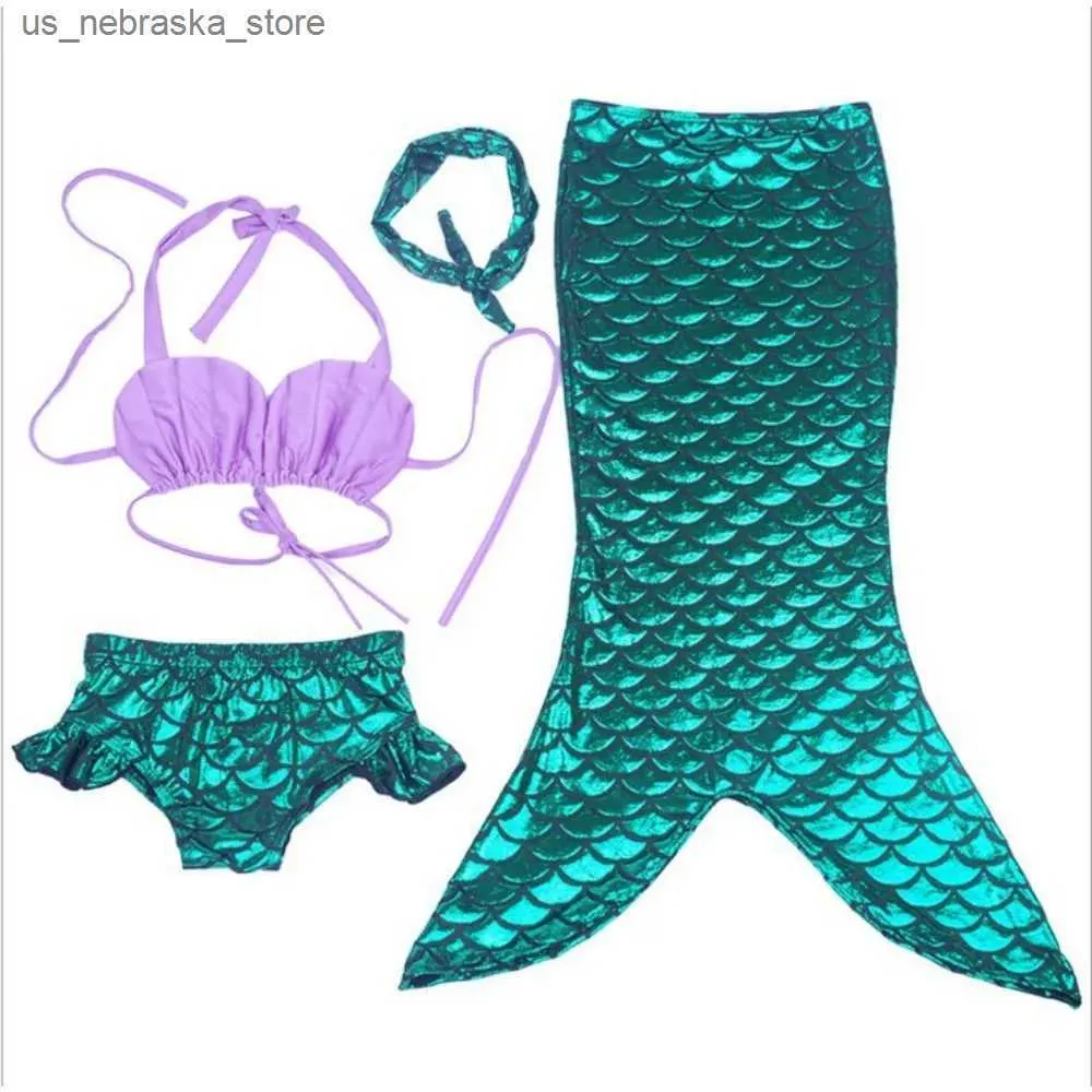 Simmetto da bagno a sirena per bambini un pezzi da bagno da bagno principessa sirena costume da bagno coda da bagno spiaggia scissione bikini q240418