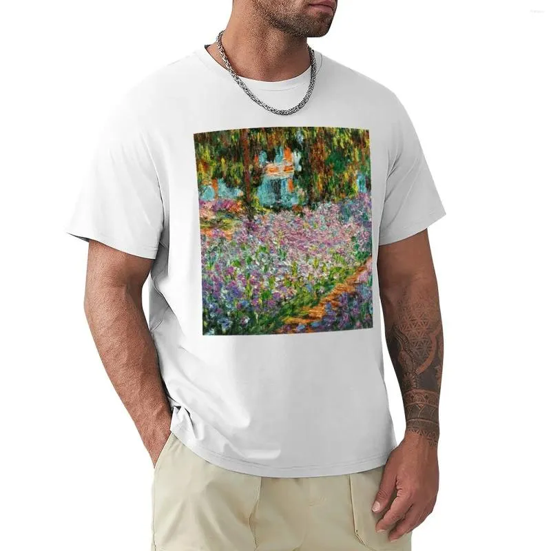 Herren -T -Shirts Iris in Monets Garten - Claude Monet T -Shirt Schwarz übergroß