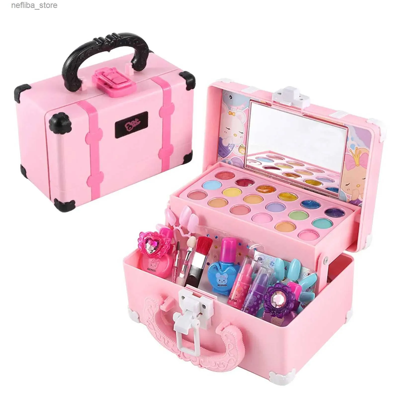 Cosmetic Bags Children Makeup Set Cosmetic Simulation Pretend Play Toys Lipstick Nail Polish Bag Educational Gift For Ingenious BirthdayToys L410